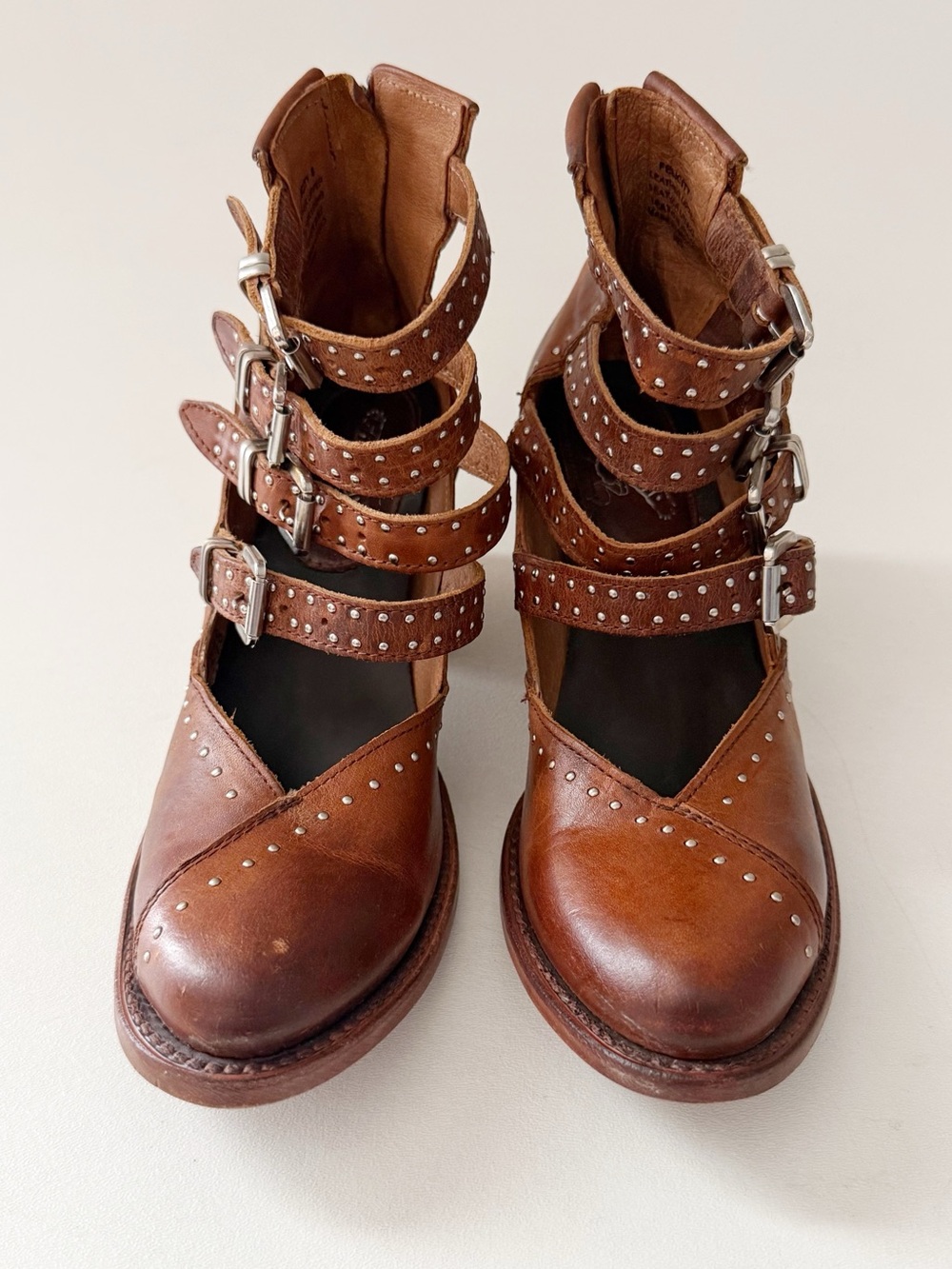 Freebird Felicity Boot 8 Cognac Brown Strap Buckle Western Bohemian Cowgirl Chic - Picture 8 of 14